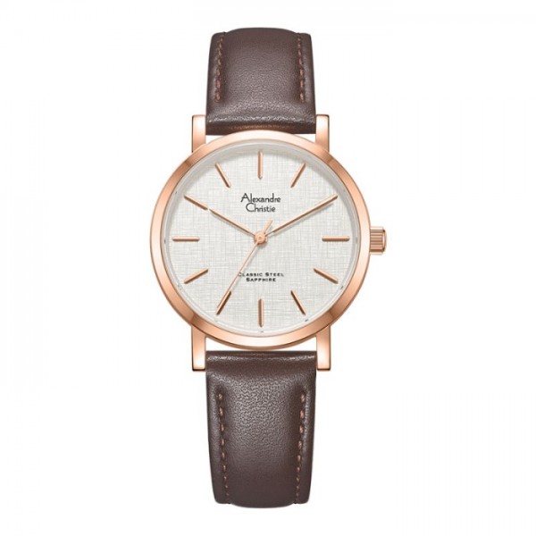 Alexandre Christie AC 8698 Rosegold Brown Leather Lady LHLRGSLBO